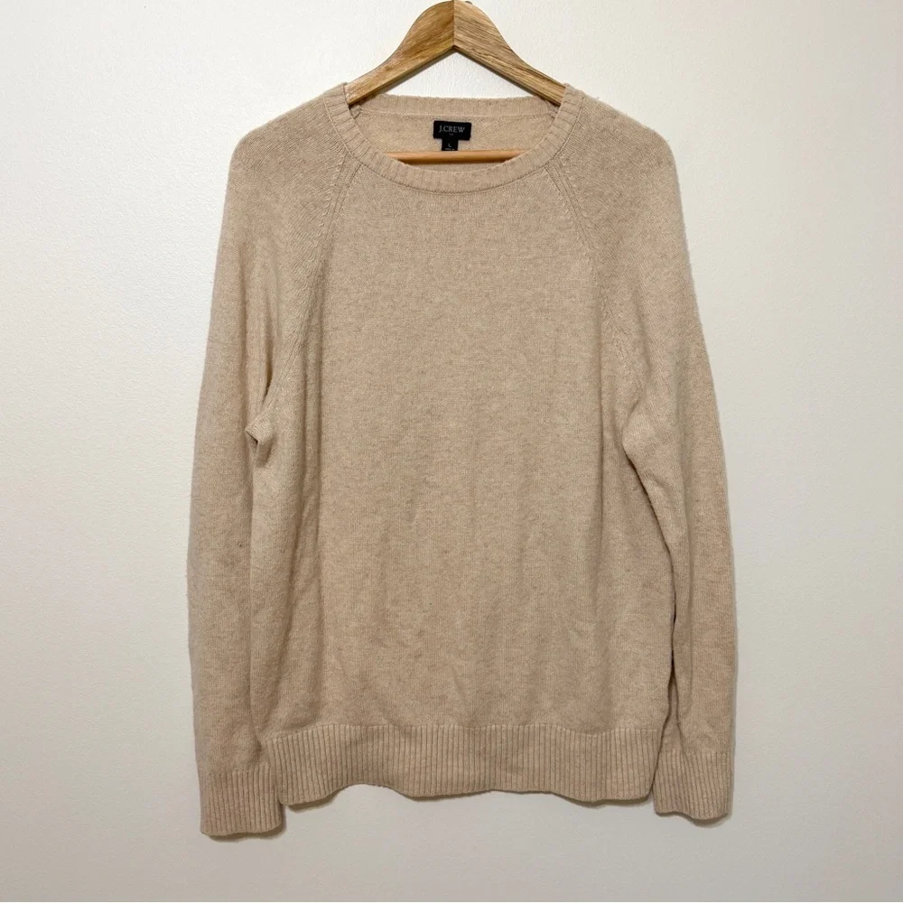 J. Crew Men’s Crewneck Sweater Size Large Cream Neutral Pullover Lambswool
